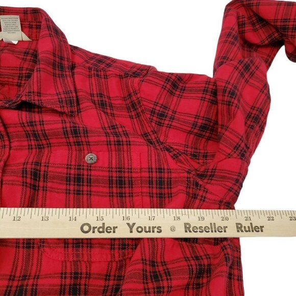 Duluth Trading Flannel Shirt Womens Medium Red Plaid Free Swinging Button Front - Picture 7 of 9